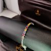 Pulseira Baguete Colour Zirconia 4mm Banho Triplo Prata 950