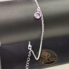Pulseira Prata cadeado ponto de luz roxa com extensor 5cm - Banho Triplo em Prata 950 - Image 2