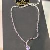 Pulseira Prata cadeado ponto de luz roxa com extensor 5cm - Banho Triplo em Prata 950 - Image 5